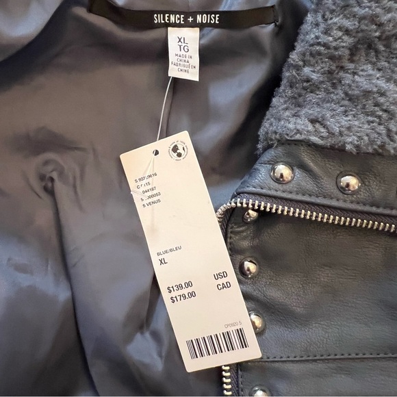 Silence + Noise Studded Faux Leather Jacket / studded Moto NWT - Picture 13 of 16
